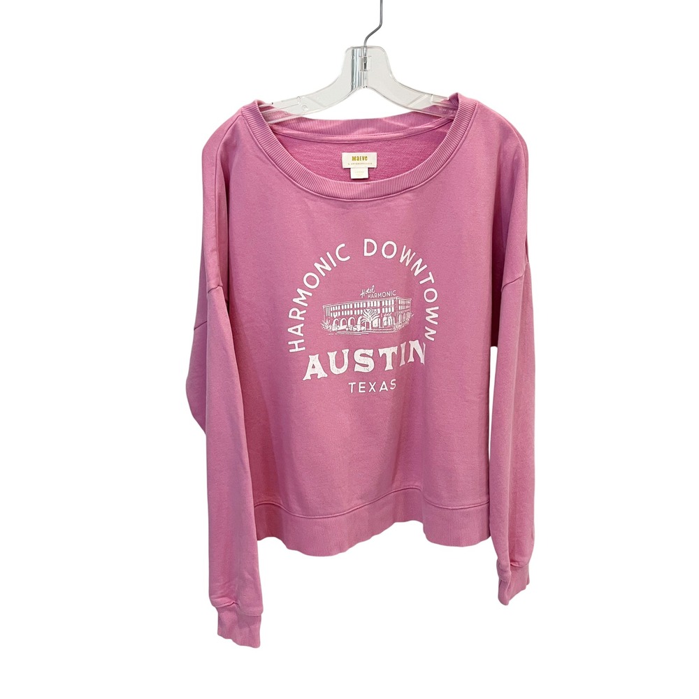 Maeve Anthropologie Austin‎ Texas Harmonic Downtown Pink Sweatshirt Womens Large